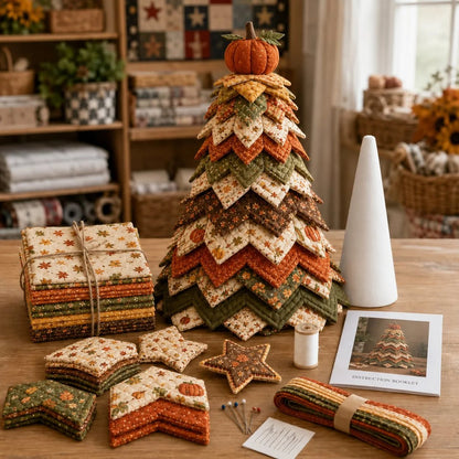 🔥 🎄Americana Christmas Tree Quilt Kit – Easy Layered Fabric Holiday Décor for Quilting Lovers