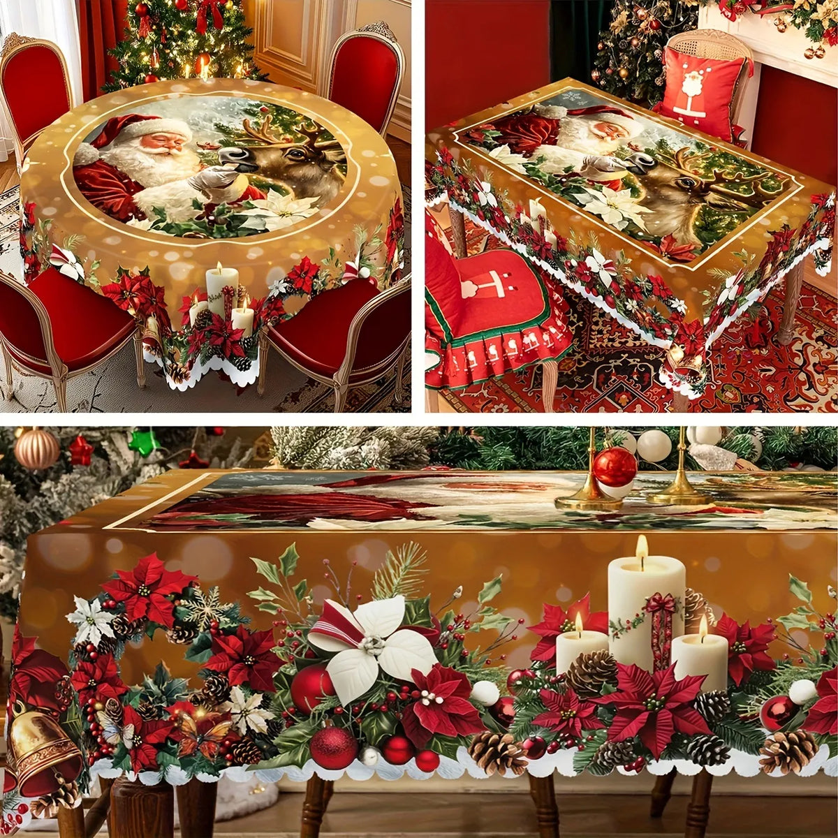 🎄 Christmas Tablecloth – Festive Santa Prints for a Warm & Welcoming Holiday Table