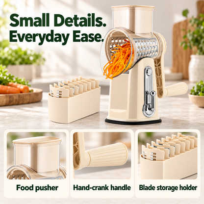 🥕 Hand-Crank Rotary Grater with Blade Storage – Fresh Prep, Less Fuss
