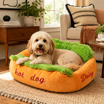 Custom Hot Dog Shape Dog Bed