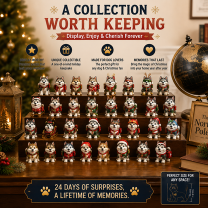 🎄🐕Christmas Gift For Kids – 24 Days Sled Dog Surprise Calendar With Cute Arctic Puppy Collection