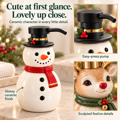 🎄 Christmas Cheer Ceramic Soap Dispenser – A Festive Touch for Your Sink ✨