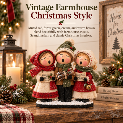 Vintage Christmas Carolers Figurine – Cozy Farmhouse Holiday Tabletop Decor