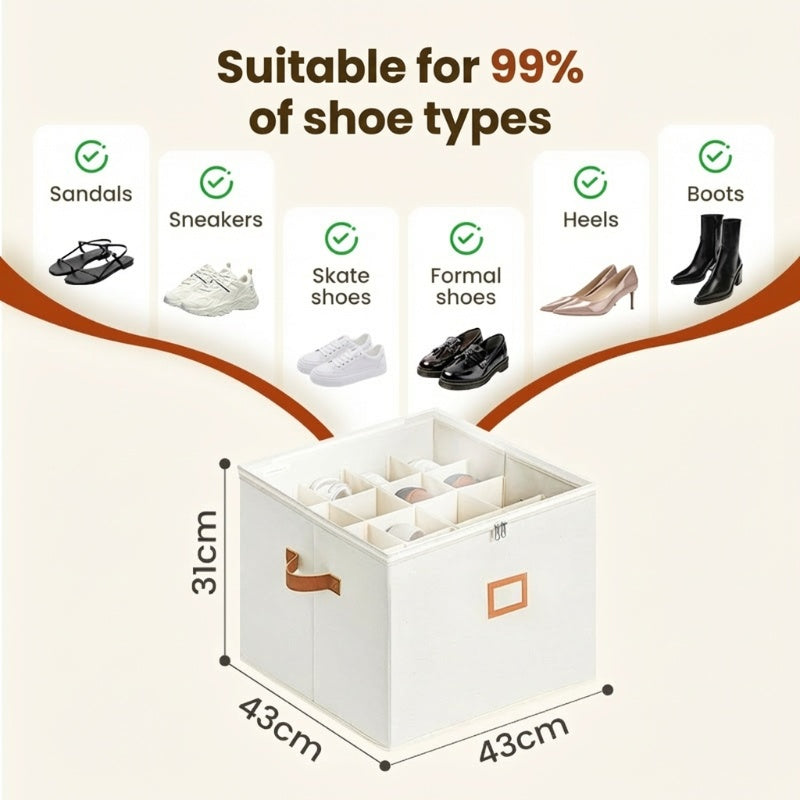 ⏰🔥LIMITED TIME 49% OFF! 👟 Fabric Shoe Organizer Storage Box – Foldable, Large Capacity, Dustproof & Breathable for Closet & Bedroom 🧺✨