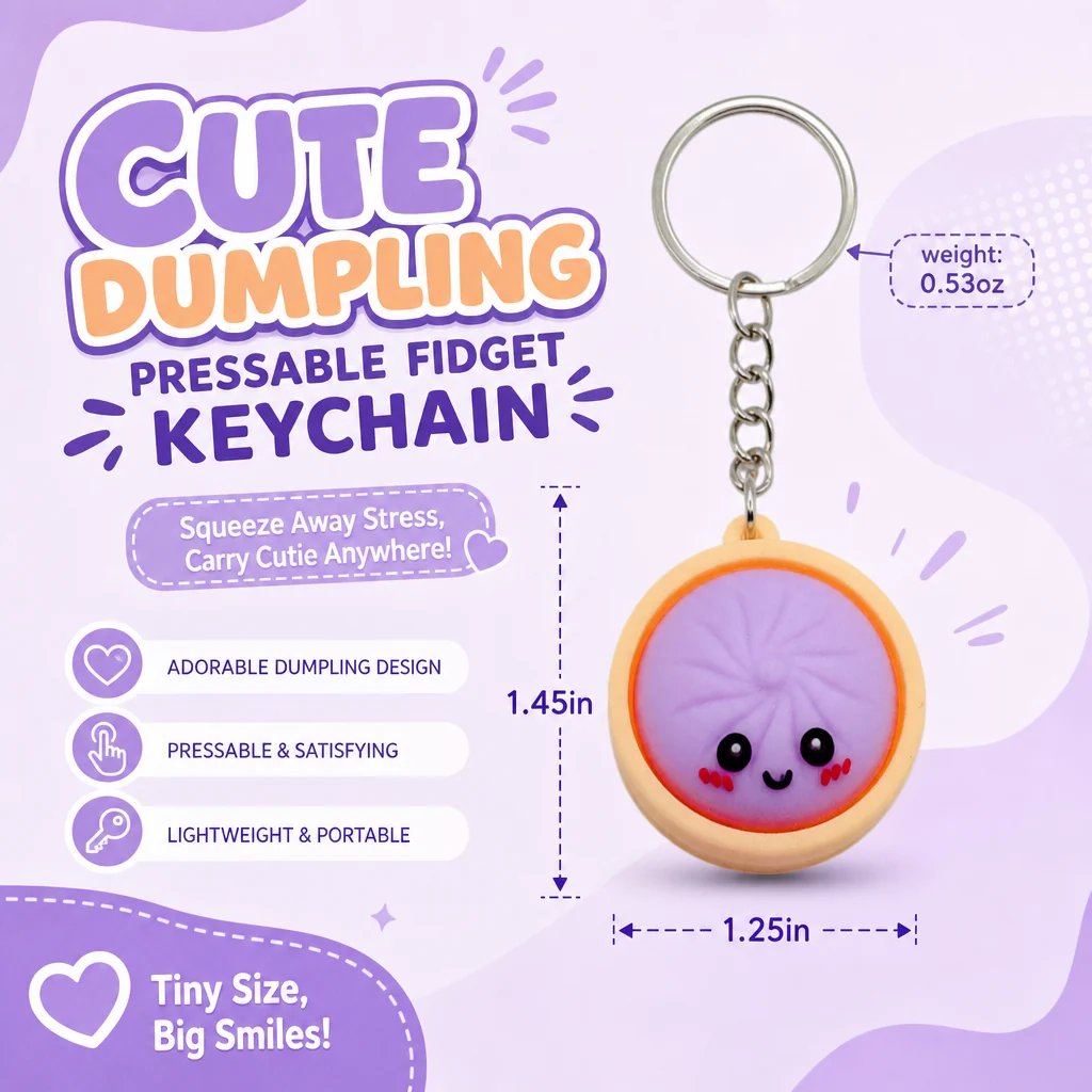 🔥 49% OFF🔥  Cute Dumpling Pressable Fidget Keychain - touch sensing light