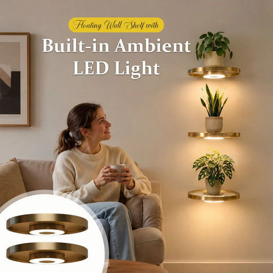LED Floating Display Shelf – Warm Ambient Wall Light & Plant Stand