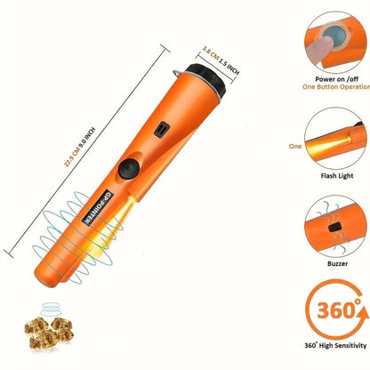 🎯 Handheld Metal Detector Pinpointer, 360° High Sensitivity Treasure Finder with Vibration & Buzzer Alarm