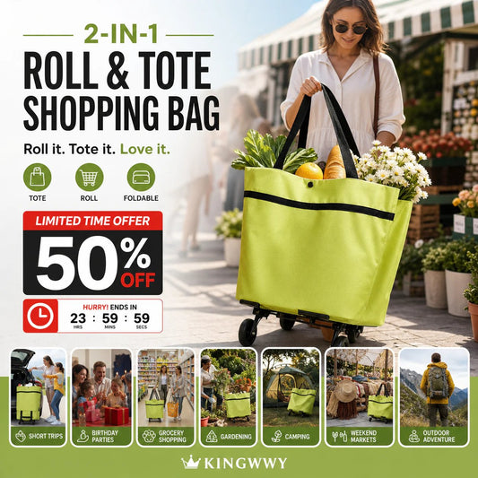 📢📢50% OFF !! ⏰Collapsible rolling shopping bag