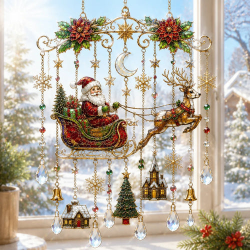 Christmas Stained Glass Window Hanging Suncatcher