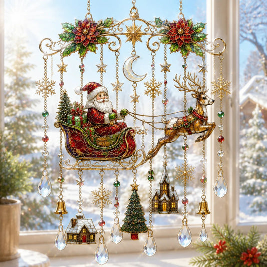 Christmas Stained Glass Window Hanging Suncatcher