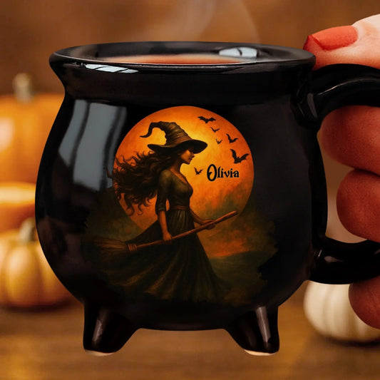 🔥HOT SALE🔥Custom Witch Cauldron Coffee Mug - Personalized Halloween Witchy Gifts For Besties, Sisters, BFF, Family, Yourself - Witching You A Wicked Brew