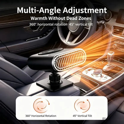 🚗12V Portable Car Heater, 360° Rotatable Car Windshield Defroster Demister, Fast Heating Auto Window Defogger with Cigarette Lighter Plug, Adjustable Angle Heater Fan for Car Truck SUV RV Winter Use