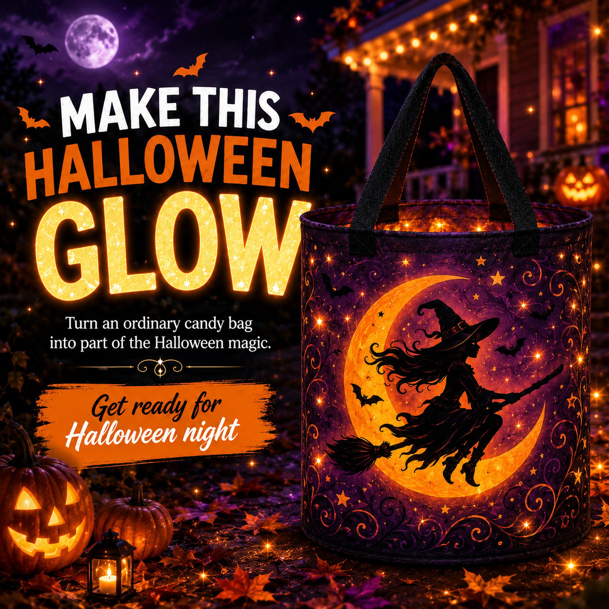 🎃Glow & Go™ LED Halloween Trick-or-Treat Candy Bag🍬