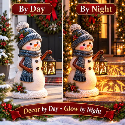 ⛄ Last Day 49% Snowman Nativity Glow™ –  Christmas Step Light with Holy Family Projection