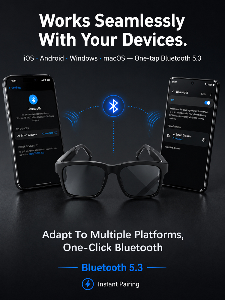 🔥👓 AI Smart Bluetooth Glasses – Autofocus Vision, AI Translation & 4K Hands-Free Camera