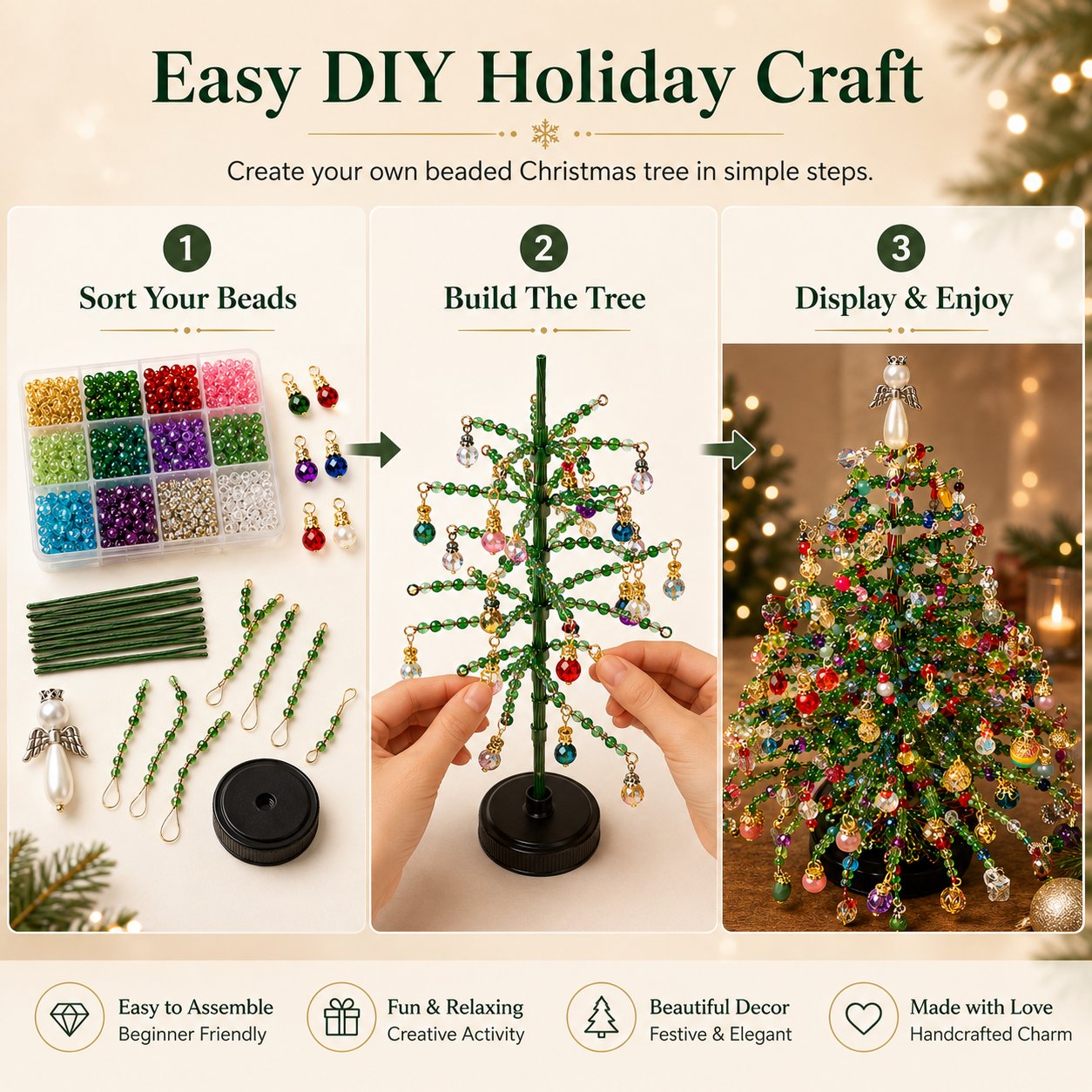 🎄✨ DIY Beaded Christmas Tree Kit