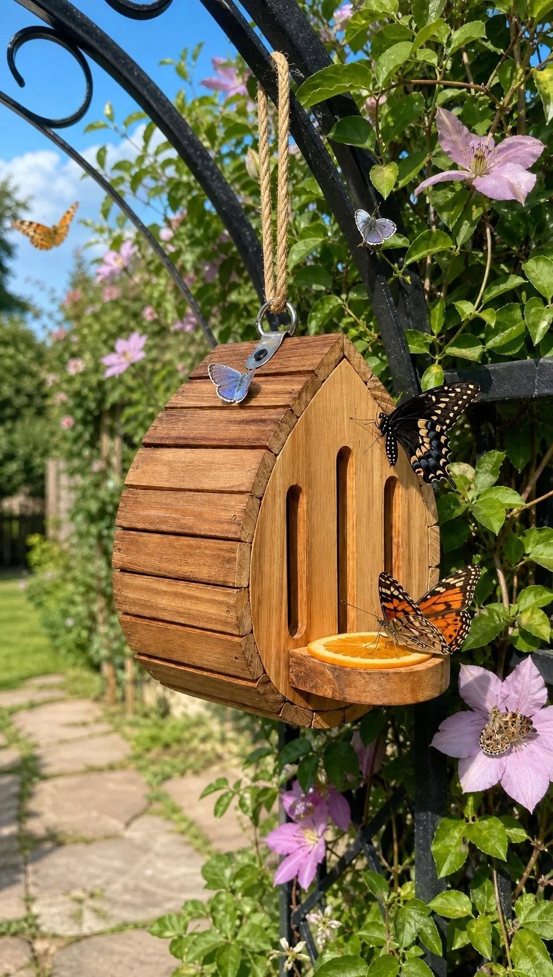 🎉Handmade Garden Butterfly House with Feeder Station🦋