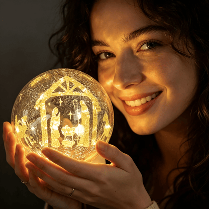 🎁🎉Only $35.99 This Week🎉✝️Light-up cracked glass ball with Jesus and reindeer design🫎
