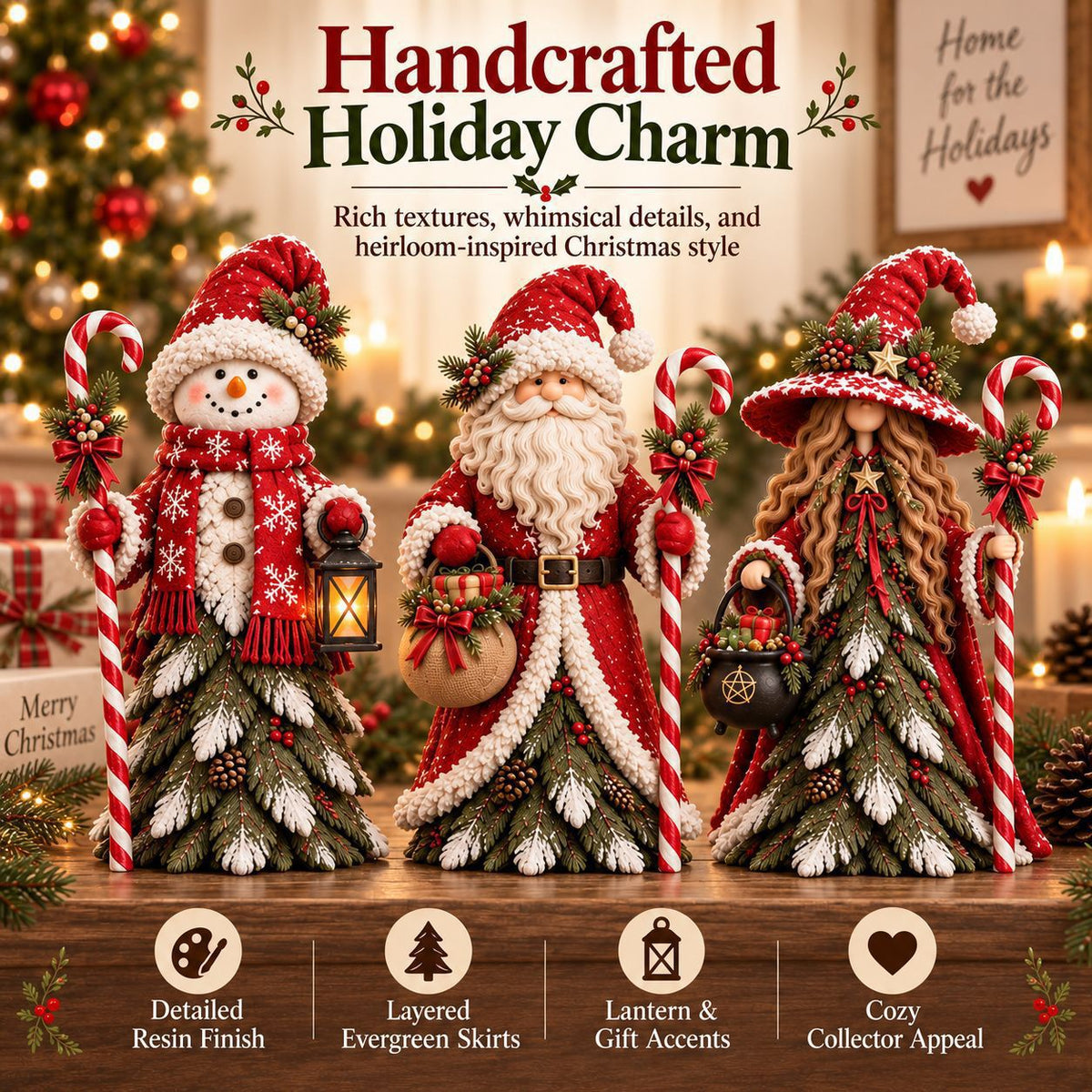 🎄Whimsical Christmas Witch Resin Figurines – Festive Holiday Collectible Decor🧙‍♀️