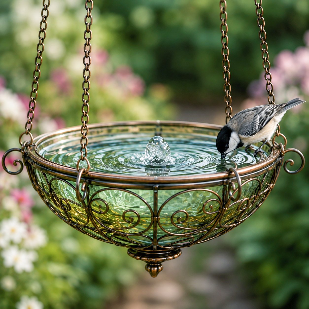 🐦 Stained Glass Hot Air Balloon Bird Feeder Fountain🌈