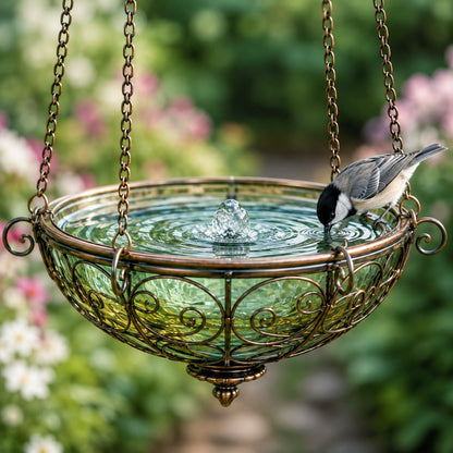 🐦 Stained Glass Hot Air Balloon Bird Feeder Fountain🌈