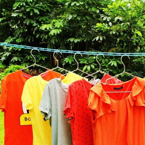 Adjustable Windproof Clothesline with Hooks - Portable Heavy Duty Travel Laundry Line for Outdoor, Backyard, Camping & Indoor Drying