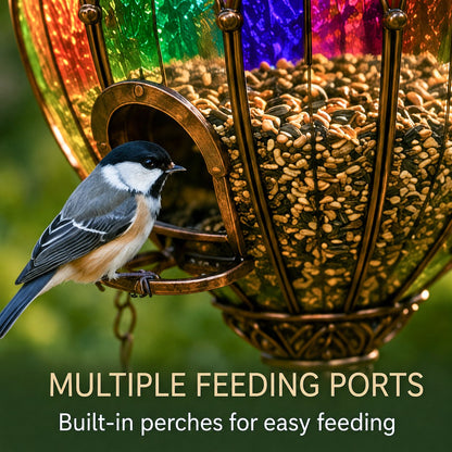 🐦 Stained Glass Hot Air Balloon Bird Feeder Fountain🌈