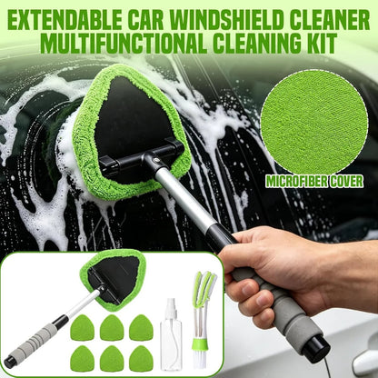 🔥Car Window Cleaner Kit Extendable Handle Windshield Cleaning Tool 🚗