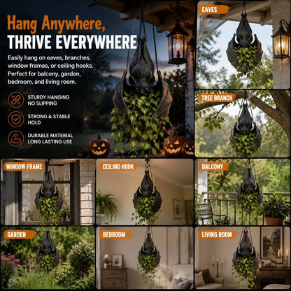 🎉🦇 Hanging Bat Plant Pot🎃Spooky Garden Decor Planter