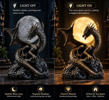🐉 Gotische Drachenmond-Globus-Statue-Lampe