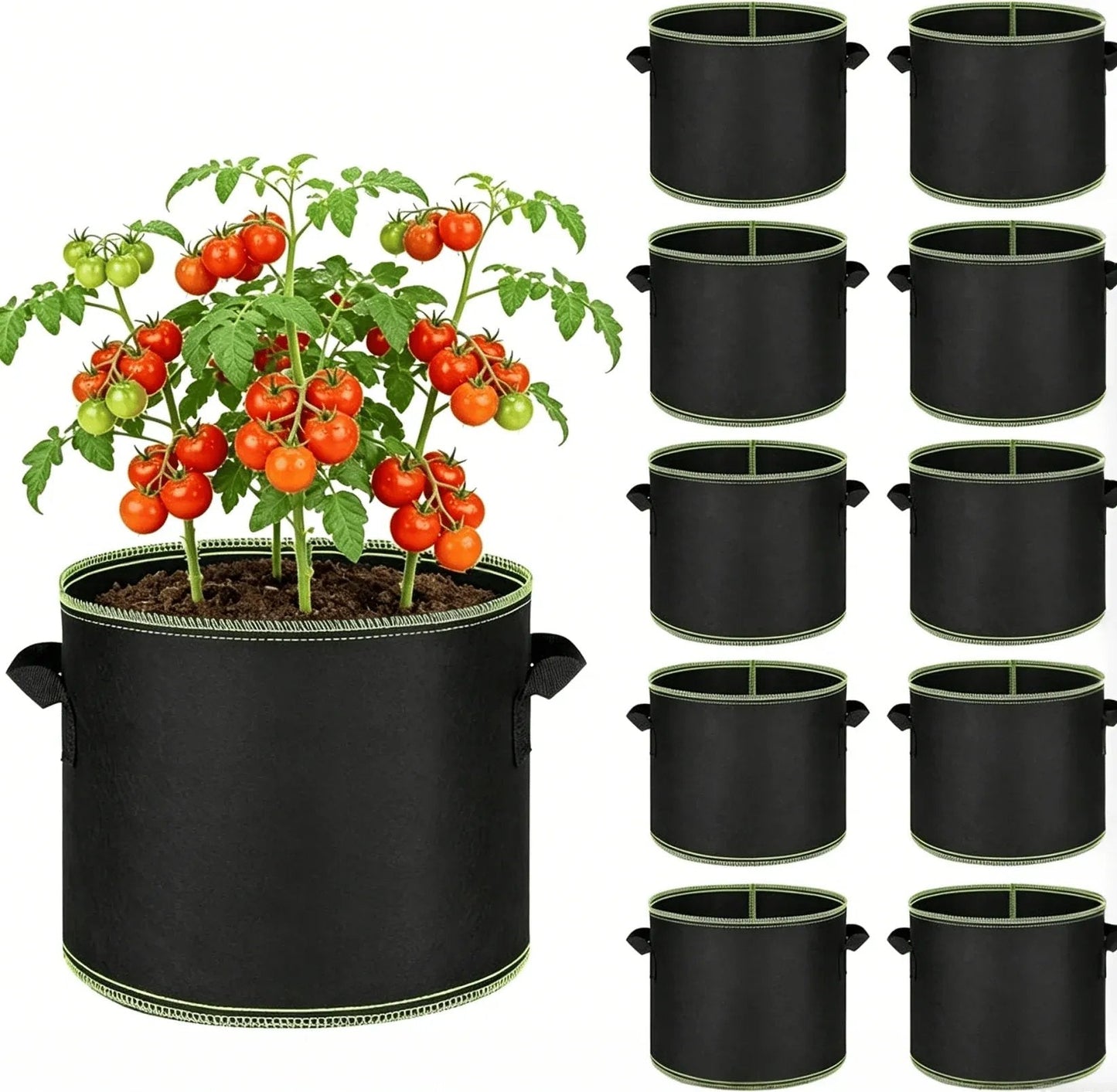 5-Pack 5 Gallon Grow Bags – Heavy Duty Aeration Fabric Pots with Handles for Vegetables, Flowers & Fruits 🪴