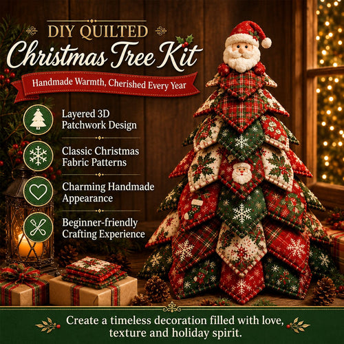 🔥LAST DAY 49% OFF - 🎄🧵DIY Quilted Christmas Tree Kit – Handmade Fabric Holiday Tabletop Tree Decor