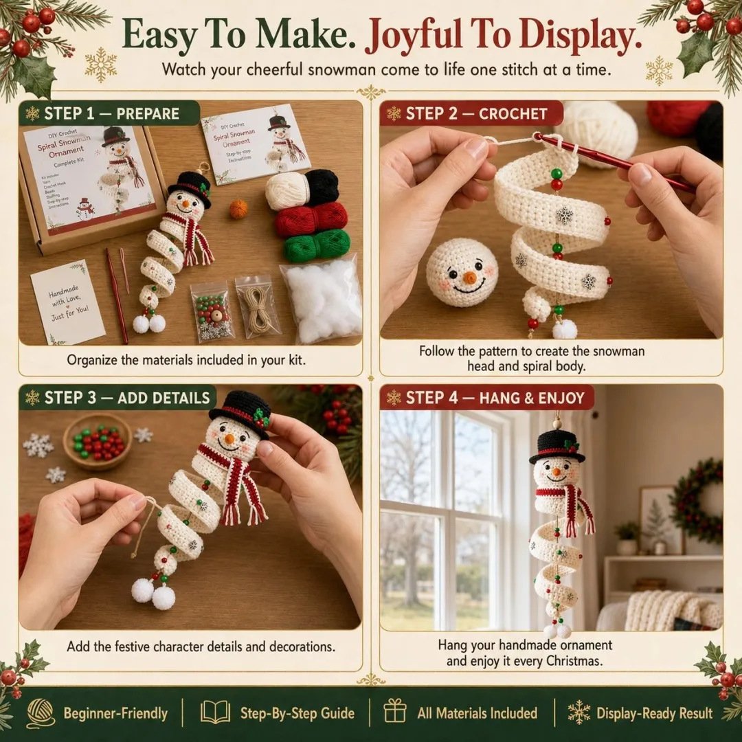 ☃️ DIY Spiral Crochet Snowman Kit