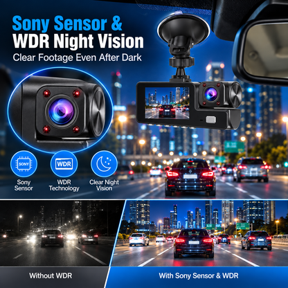 👀Upgraded 360° Protection Dash Cam: 🚗Triple-Lens 1080P Front • Cabin • Rear – Never Drive Blind Again! 🚗🛡️