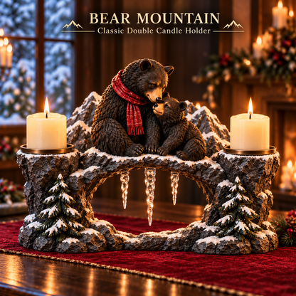 🎄 Highland Cow Mama & Baby Double Candle Holder – 🕯️ A Heartwarming Christmas Centerpiece