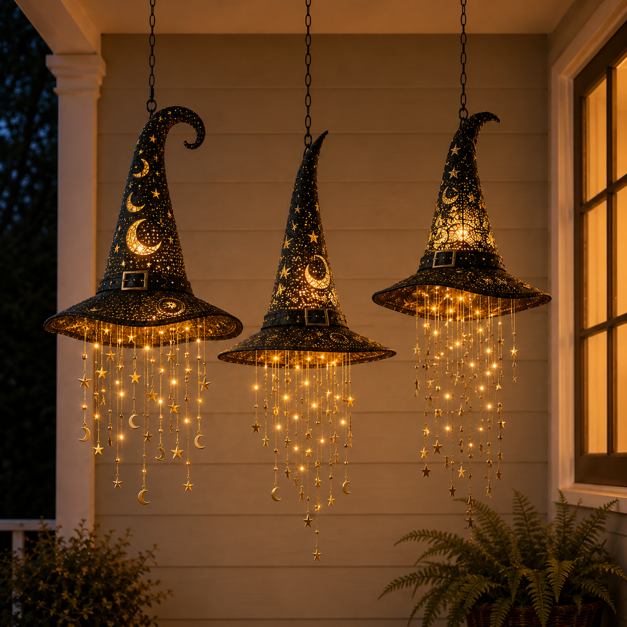 Lighted Witch Hat Hanging Chime