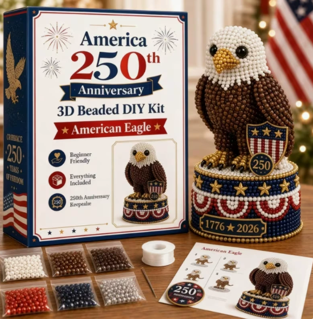 🔥LAST DAY 49% OFF-America 250 Beaded Bouquet DIY Kit – Limited Edition Patriotic Craft Collection