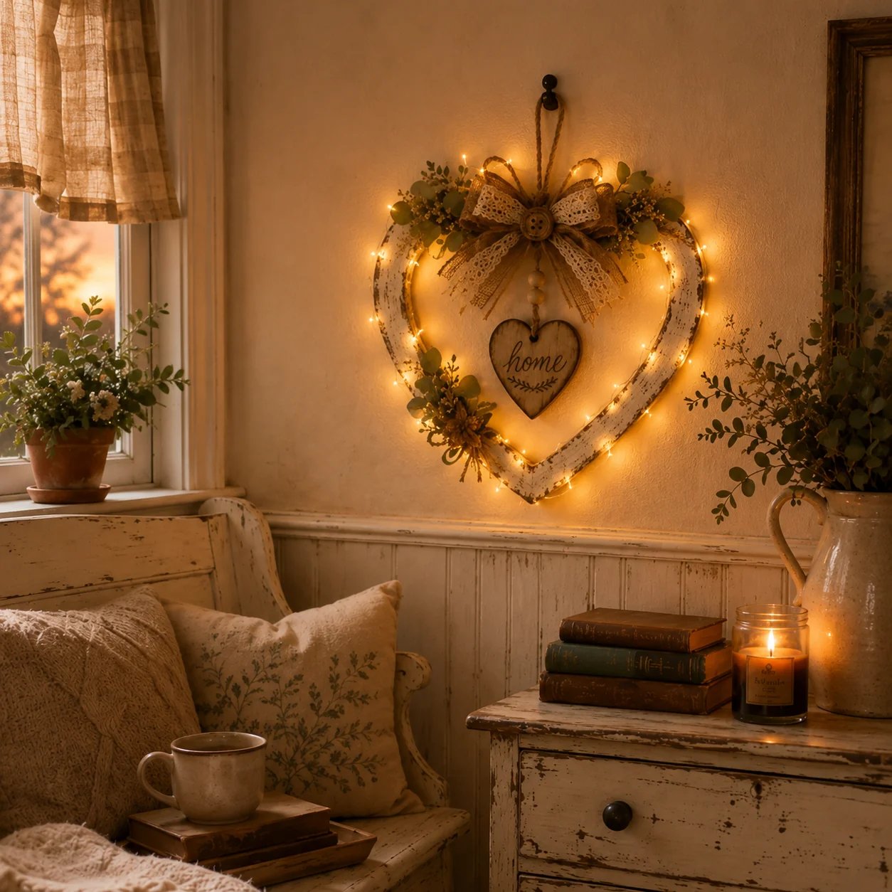 🔥HOT SALE🔥🤎Rustic Farmhouse Heart Wall Decor with “Home” Sign