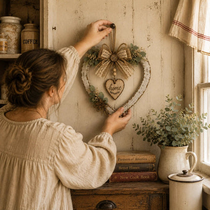 🔥HOT SALE🔥🤎Rustic Farmhouse Heart Wall Decor with “Home” Sign