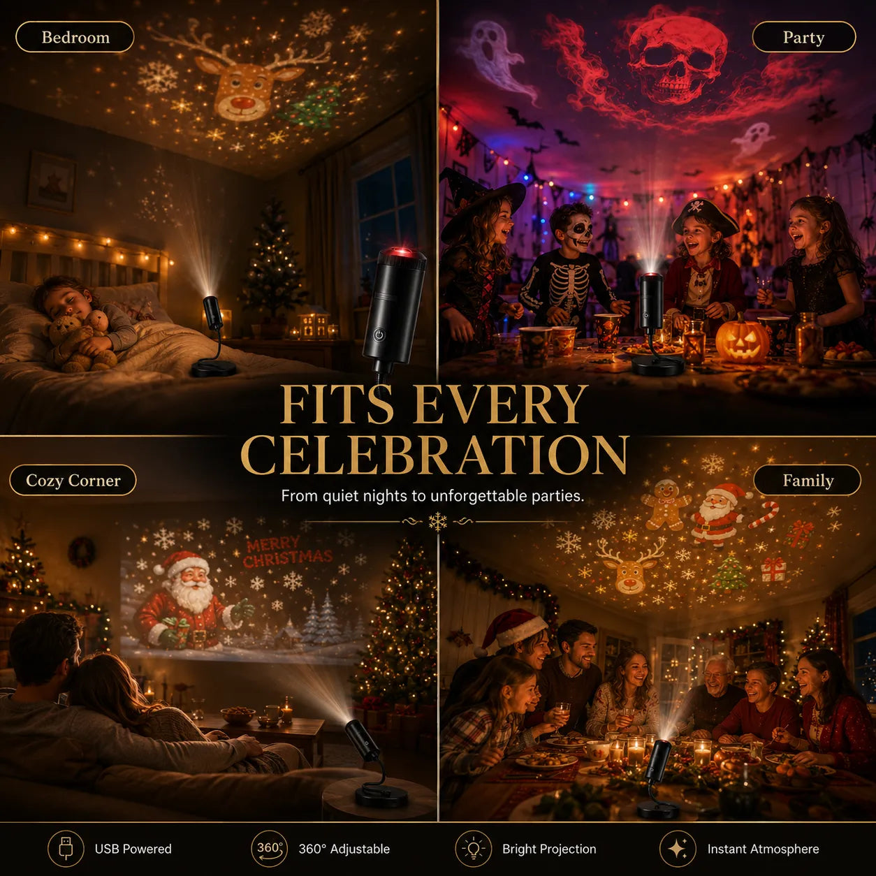 🎄👻✨60,000+ Sold — Plug & Play HD Holiday Projector for Christmas & Halloween Decor