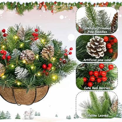 🔥😍🔥60% OFF 🎄Christmas Hot Sale🏆Pre-Lit Artificial Christmas Hanging Basket