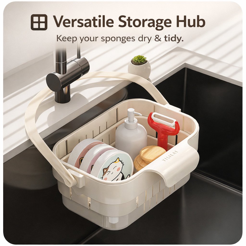 2-in-1 Foldable Sink Colander - Anti-Clog Filter & Organizer
