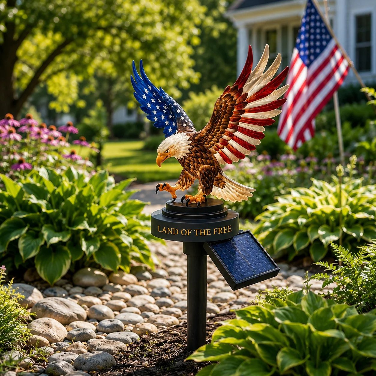 🦅Solar Eagle Garden Light 🎁– A Glowing Tribute to American Freedom✨