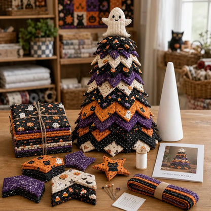 🔥 🎄Americana Christmas Tree Quilt Kit – Easy Layered Fabric Holiday Décor for Quilting Lovers