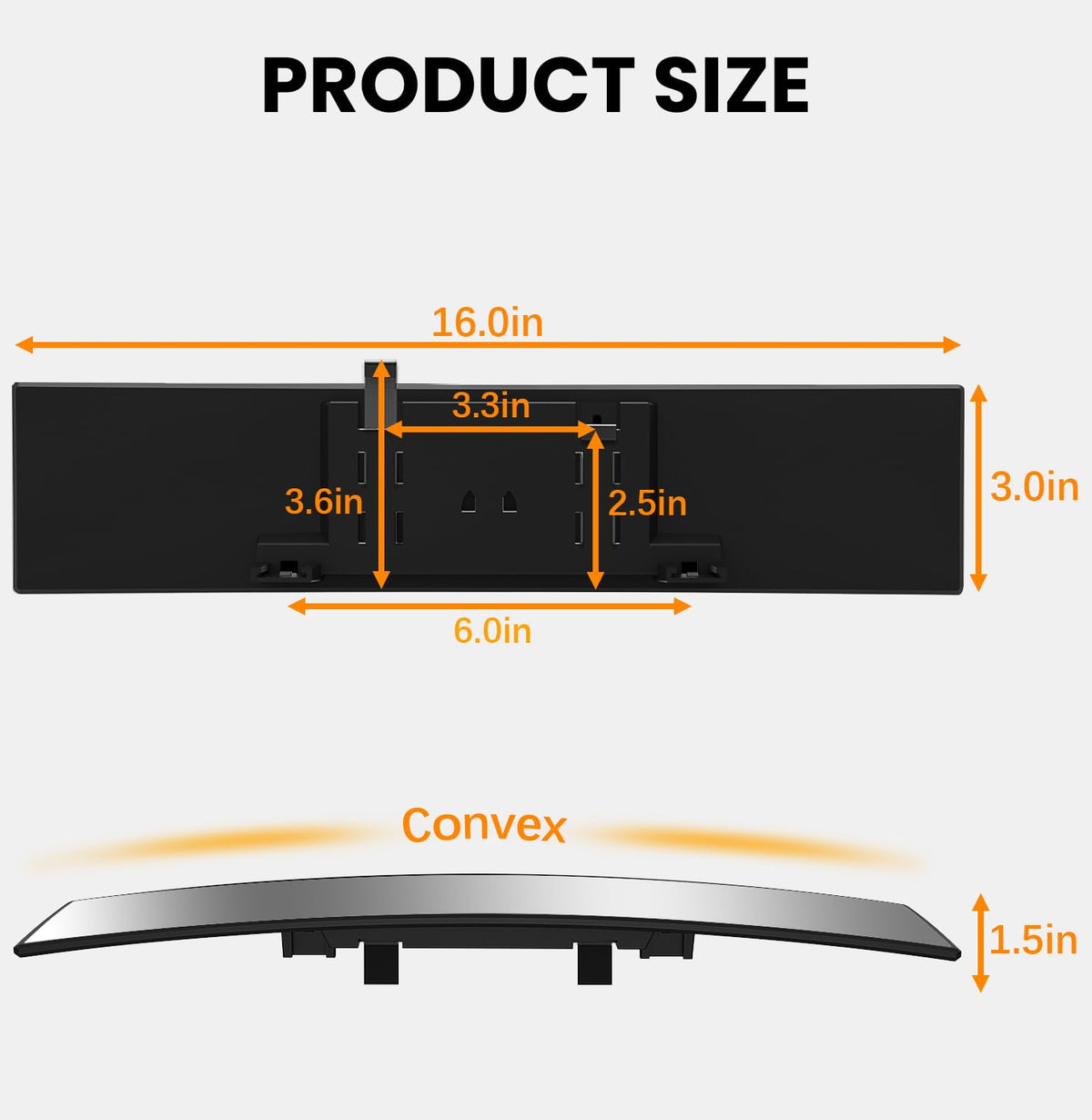 Panoramic Car Rear View Mirror Universal Extender Convex