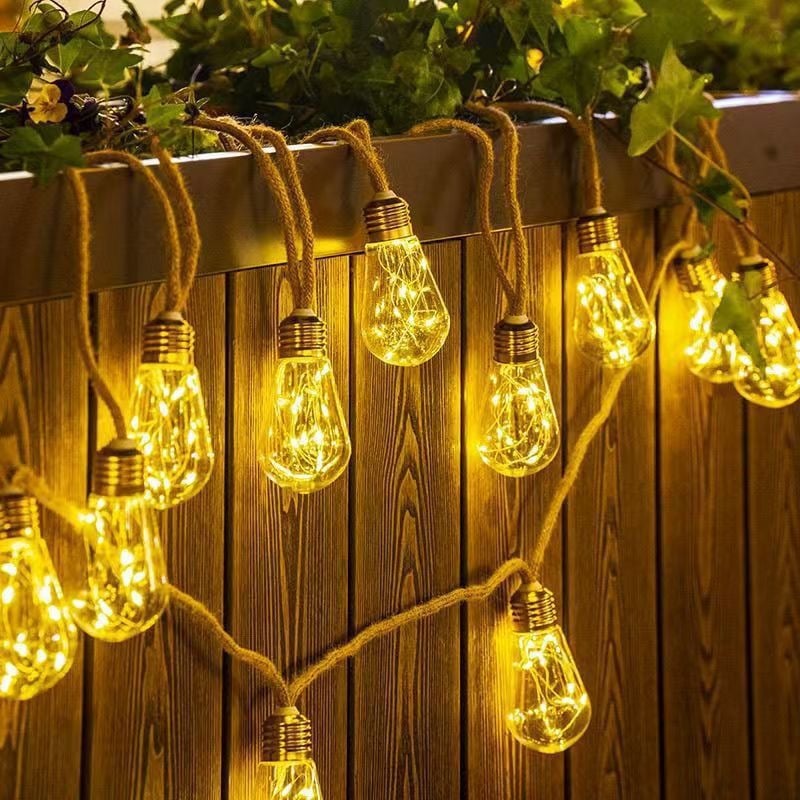 ✨ Jute Rope Bulb String Lights