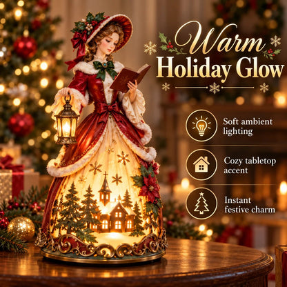 🎄 Victorian Christmas Caroler Lady Lamp – Lighted Holiday Tabletop Decor