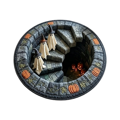 🔥🎁🔥 3D Haunted Staircase Round Rug – Spooky Halloween Optical Illusion 👻