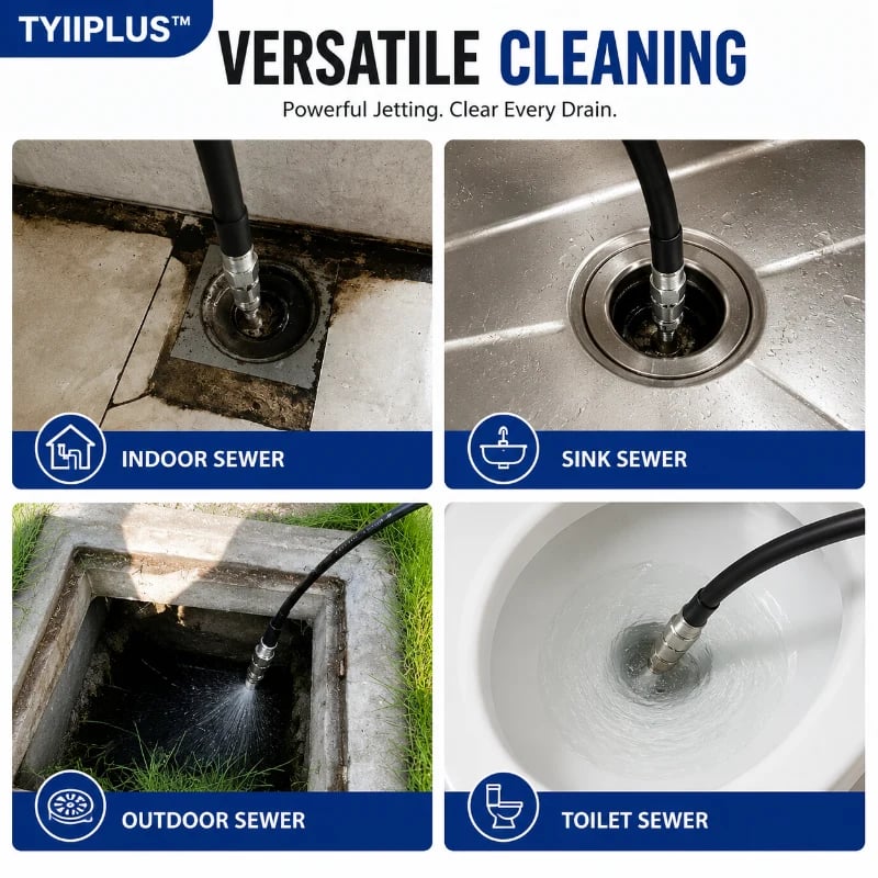 Stainless Steel Sewer Jetter Nozzle – 1/4" Quick Connect Drain Cleaning Attachment for Pressure Washers