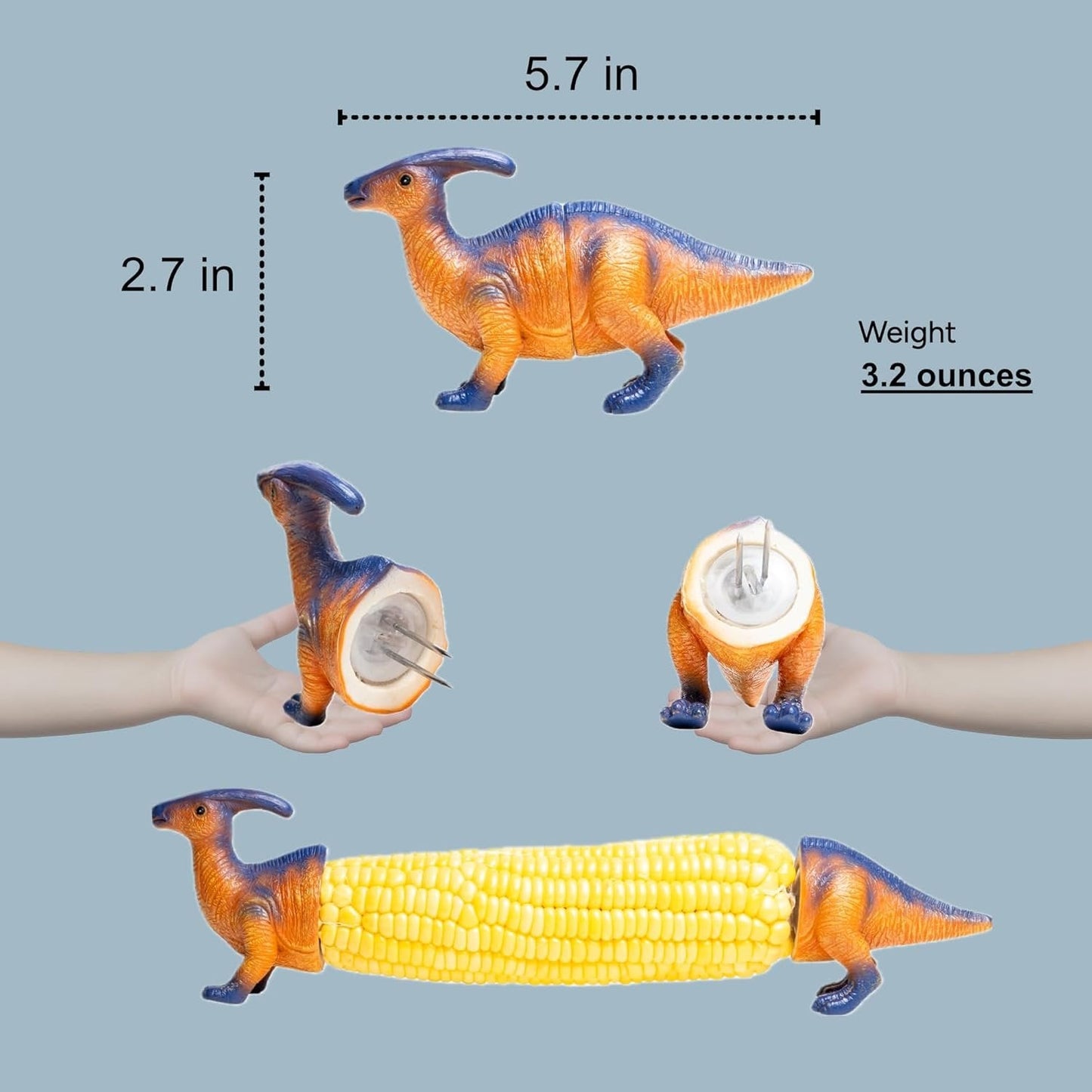 🔥Last Day Promotion🦖Dinosaur Corn Holders for Corn On The Cob🧒 - Funny Corn Cob Holder for Kids and Adults with Stainless Steel Prongs🌽